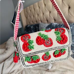 Marshalls Red and Green Beaded Shoulder Bag